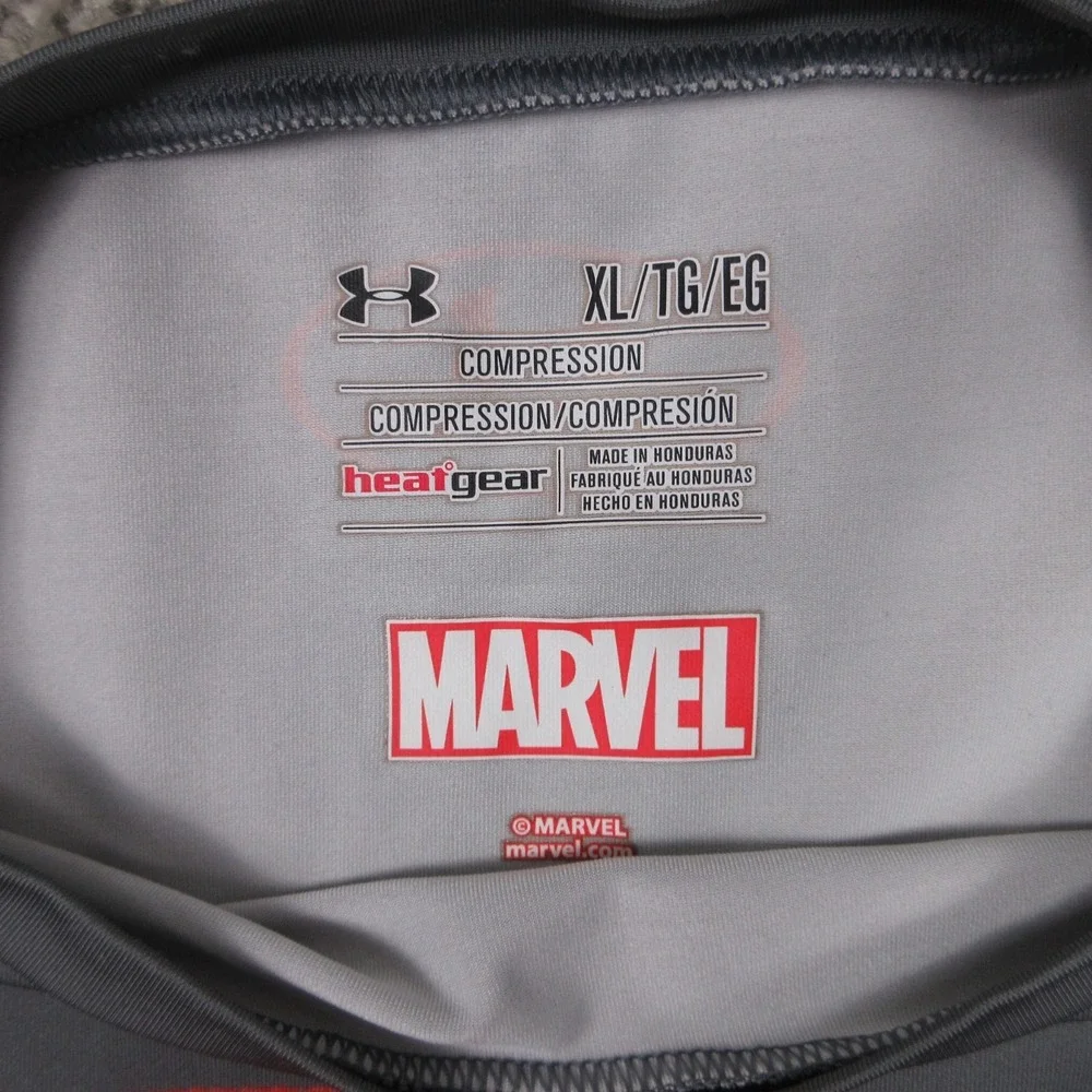 Under Armour Shirt Mens XL Gray Marvel The‎ Punisher Compression Heat Gear Skull